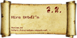 Hirs Urbán névjegykártya
